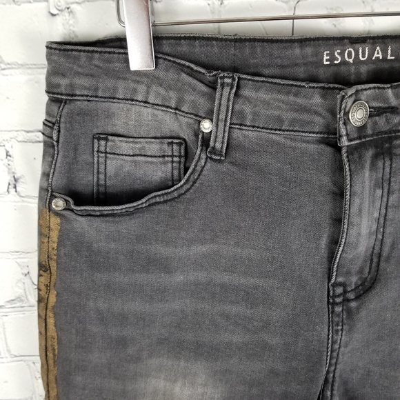 ESQUALO | black distressed copper stripe jeans - Picture 3 of 9